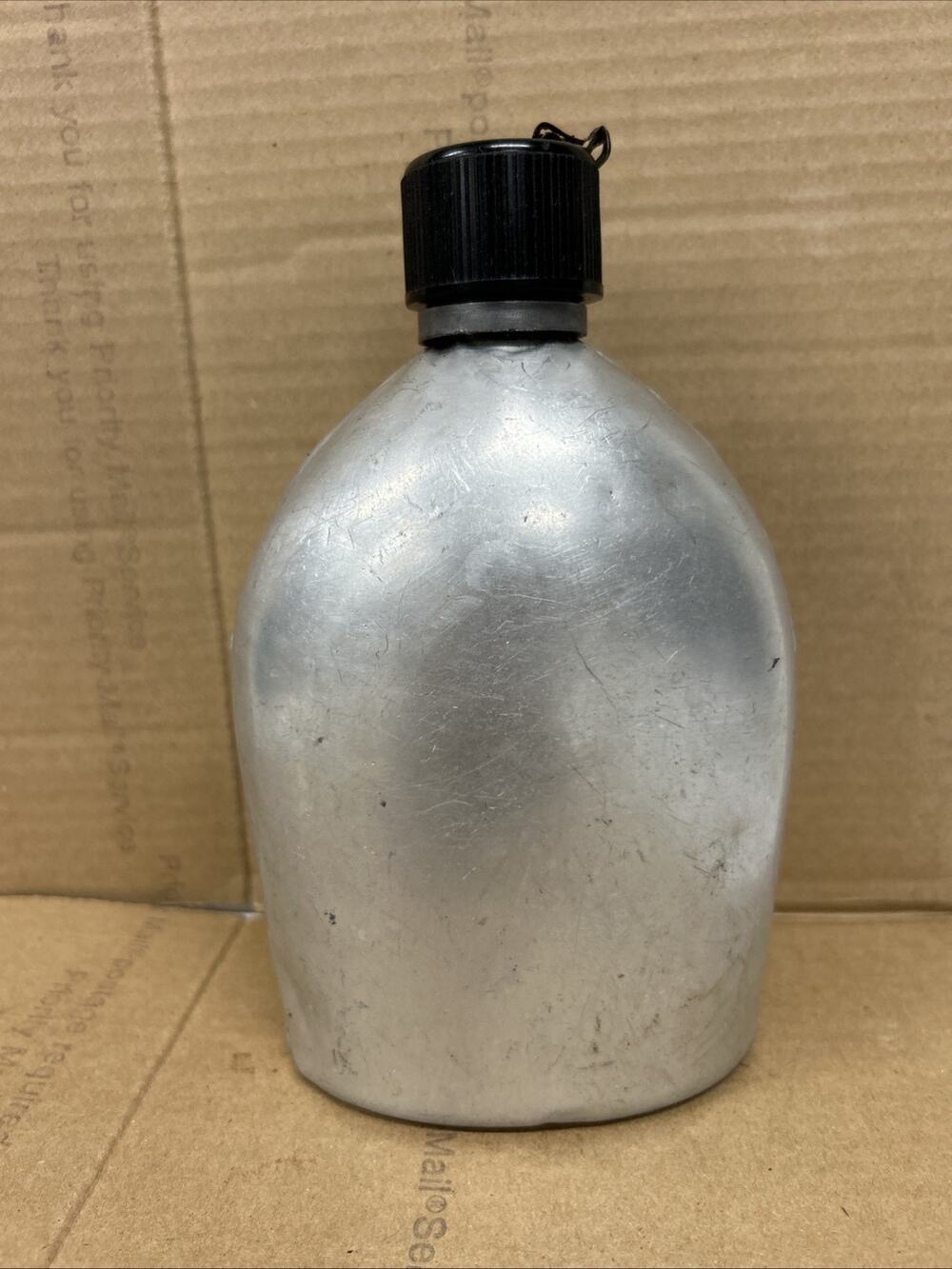 Vintage Metal Aluminum Canteen With Attached Screw On Cap Military - Japan